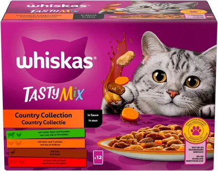 Whiskas Tasty Mix In Saus Multipack Lam Gevogelte Rund 12x85 g
