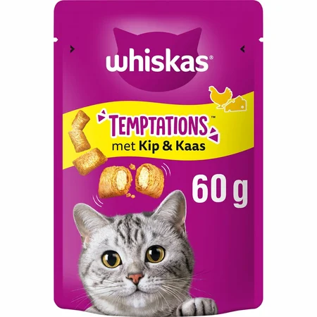 Whiskas temptations kip&kaas 60gr