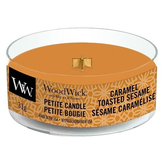 WoodWick Caramel Toasted Sesame Petite Candle TuinWereld
