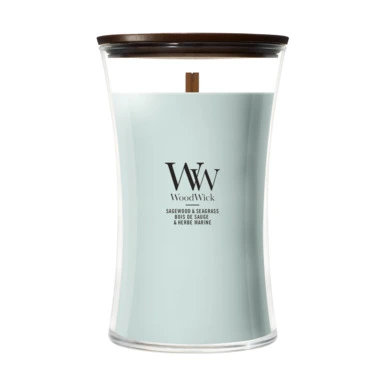 WoodWick Sagewood & Seagrass - Grote Geurkaars