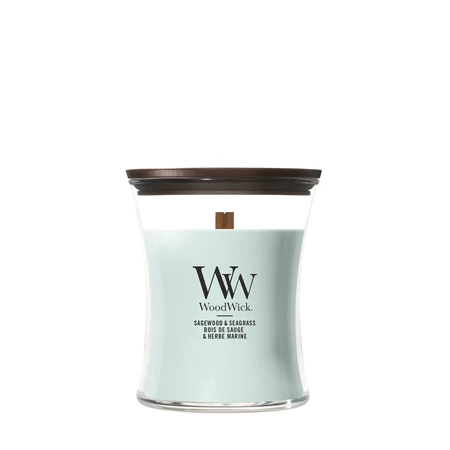 WoodWick Sagewood & Seagrass Medium Candle - afbeelding 1