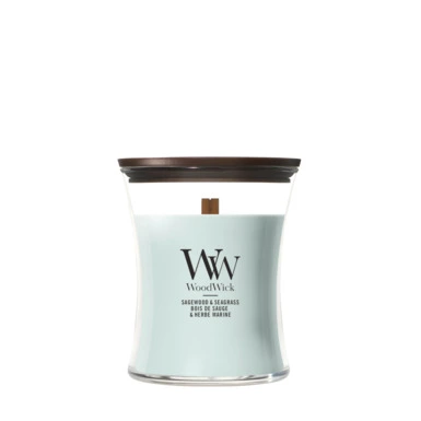 WoodWick Sagewood & Seagrass - Medium Geurkaars