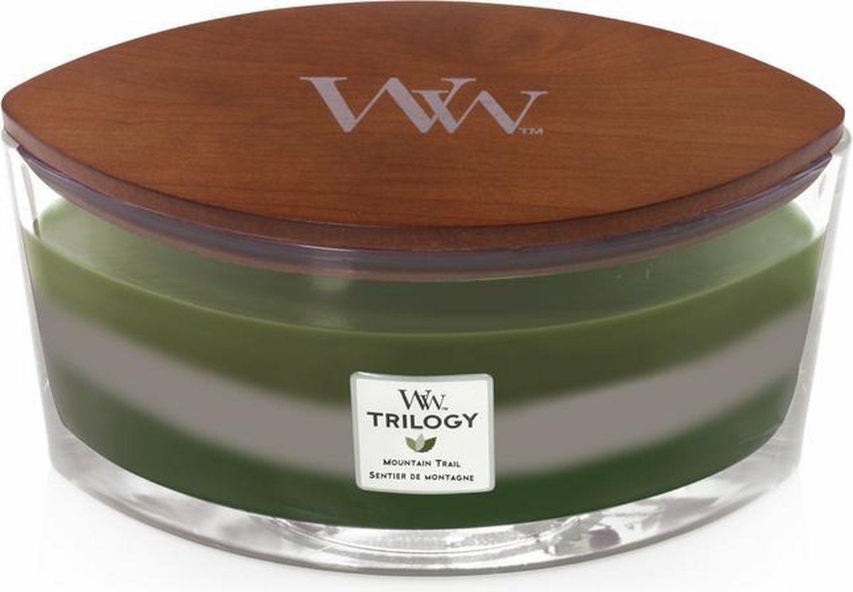 WoodWick Trilogy Mountain Trail Ellipse Candle TuinWereld