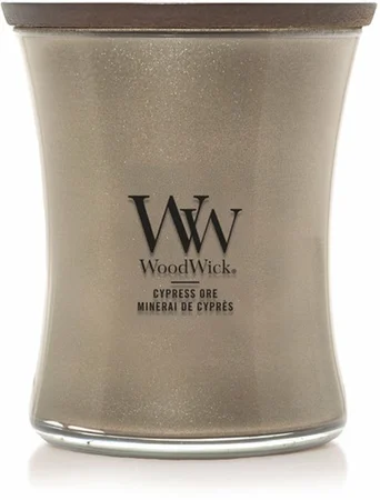 WoodWick Precious Metals Cypress Ore Medium Candle - Warm Nickel